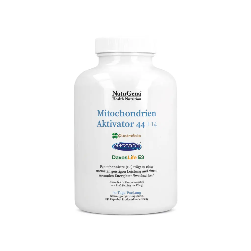 Mitochondrien Aktivator 44+14 von NatuGena mit MitoQ und Quatrefolic